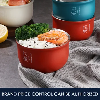 Krāsa 304 nerūsējošā tērauda bļoda double anti-plaucēšana pārtikas konteiners korejas rīsi salātu bļodā instant ramen nūdeles zupas bļoda metāla