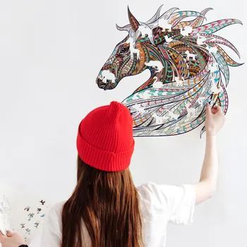 Krāsa dzīvnieku modelis DIY puzzle zirgu sienas uzlīmes, bērnu istaba dzīvojamā istaba guļamistaba studiju apdare uzlīmes