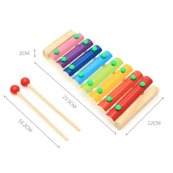Krāsains Koka 8 Svari Xylophone Roku Izsist Rotaļlietas Bērniem Sitamie Apgaismības Izglītība Pirmsskolas Bērnu Mūzikas Instrumentu