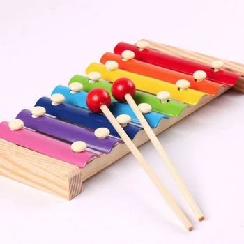 Krāsains Koka 8 Svari Xylophone Roku Izsist Rotaļlietas Bērniem Sitamie Apgaismības Izglītība Pirmsskolas Bērnu Mūzikas Instrumentu