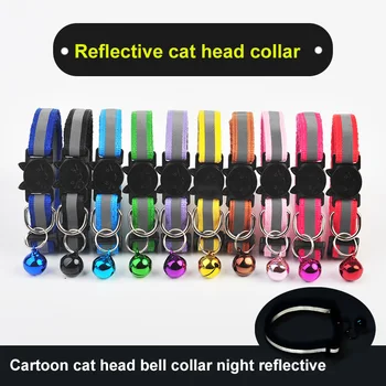 Krāsains Pet Piegādēm Regulējams Kaķis Apkakles Kaķis Kaklarota Karikatūra Kaķis Vadītājs Krāsu Bell Mājdzīvnieku Piederumi Atstarojošs Kaklasiksna Ir 2021.