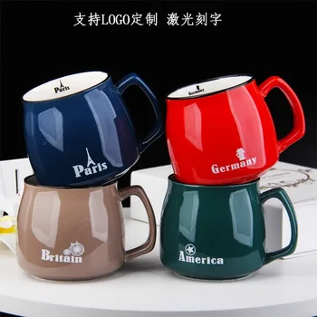 Krāsu glazūru Japāņu stila keramikas kauss pasūtījuma pot vēders krūze ar vāku, pāris kafijas tasi piena tējas tase studentu ūdens kauss