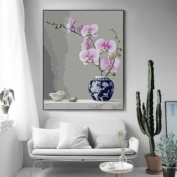 Krāsu skaits mākslas glezna ar numuriem, Dekoratīvais krāsojums magnolijas zieds pudeli un ziedu mūsdienu saglabāšana