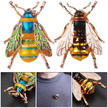 Kukaiņu Bumble Bee Broša Sievietēm, Bērniem, Meitenēm, Bišu Rotaslietas, Zelta Dzeltenā Krāsa Zaļas Emaljas Piespraudes, Rotaslietas Bumble Bee
