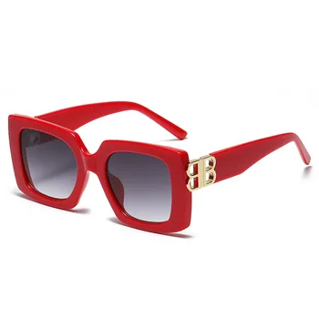 Kvadrātveida BB logo saulesbrilles sievietēm, vīriešiem, ir 2021. augstas kvalitātes zīmola dizainere melna zila leopards, sarkans sahdes sievietēm retro oculos de sol