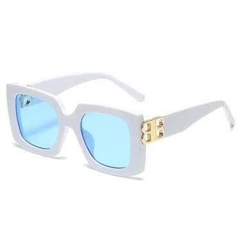 Kvadrātveida BB logo saulesbrilles sievietēm, vīriešiem, ir 2021. augstas kvalitātes zīmola dizainere melna zila leopards, sarkans sahdes sievietēm retro oculos de sol