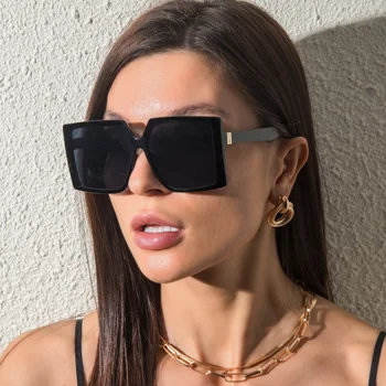 Kvadrātveida Saulesbrilles Sieviešu Modes Jaunu Vintage Toņos Zīmola Luksusa Liels Melns Ir 2021. Saules Brilles UV400 Lielgabarīta Briļļu Sieviešu Oculos