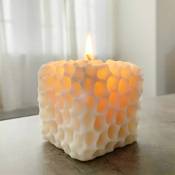 Kvadrātveida Šūnveida Modelis Svece Pelējuma Cilindrisku Aromatizētas Sveces Diy Mākslas Svece Silikona Amatniecības Pelējuma Ģipša Ziepju Veidnes Padarīt