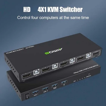 KVM 4) Ostas Kastē Ar USB Centrmezglu, Ostas UHD 4K AIMOS HDMI-Savietojams 2.0 KVM Pārslēdzēja Slēdzis, Bezvadu Tastatūru Un Peli Savienojumi