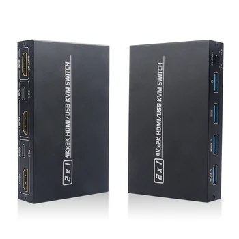 KVM Slēdzis HDMI-saderīgam UHD 4K Sadzīves Datoru Drošības Daļas 2 Datoriem Koplietošanas Monitoru, Tastatūru, Peli, Printeri,