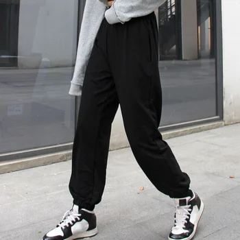 Laamei Harajuku Joggers Plaša Kāju Treniņbikses Sieviešu Bikses Plus Lieluma Augsta Vidukļa Biksēm Streetwear Korejas Gadījuma Elsas Femme Kritumu