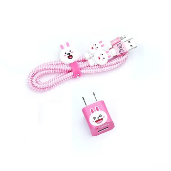 Laba Dāvana Cute Karikatūra USB Kabelis, Austiņas Aizsargs Komplekts Ar Kabeļu Taurētājs Uzlīmes, Spirālveida Vadu Protector For iphone 5 6 6s 7plus