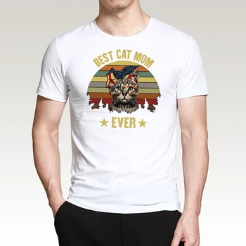 Labāko Kaķu Mamma Kādreiz Funny T Krekls Vīriešiem 2020. Gada Vasarā Kokvilnas, Ar Īsām Piedurknēm Tee Vīriešu Kaķis Gudrs Topi Dzīvnieku Modes Streetwear