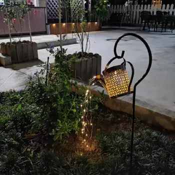 Laistīšanas Var Saules Dārza Ainavu Taka LED String Gaismas Pagalmā Staba Ar Poda Pagalmā, Lai Zāliena Mākslas Āra Mājas Rotājumi