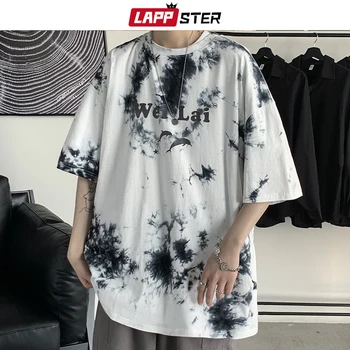 LAPPSTER Vīriešiem Japāņu Streetwear Tie Krāsošanas T Krekli 2021. Gada Vasaras Mens Iespiesti Vintage Mīksti Kokvilnas T Krekls Cilvēks Harajuku Gadījuma Tees