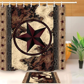 LB Vintage Texas Zvaigžņu Karoga Dušas Aizkars Starplikas ar Mat Rietumu Kovboju Stila Vannas istaba Poliestera Auduma Mākslas Vanna Dekori
