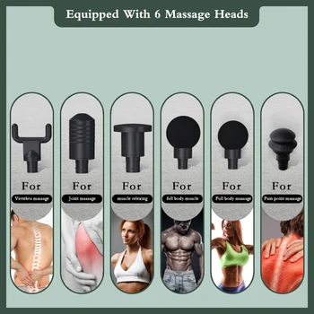 LCD Displejs Masāža Ieroci Muskuļu Vibrācijas Terapijas Dziļo Audu 6 Vadītāji, kas Pilda Atpūta Massager