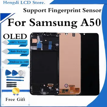 LCD Samsung A50 A505 LCD Displejs, Touch Screen Digitizer Montāža Nomaiņa SAMSUNG A505F SM-A505FN Displejs Ar Rāmi
