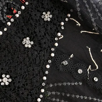 LD LINDA DELLA ir 2021. Modes Dizaineru, Vintage Puse Kleita Sievietēm Vasarā ar garām piedurknēm ar Pērlītēm Izšūtās Mežģīnes Acs Salaist Midi Kleita