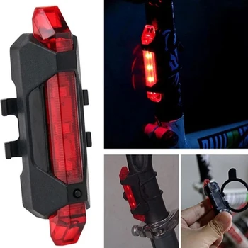 LED Bike Light Velosipēdu Aizmugures TailLight Ūdensnecaurlaidīgs Velo Gaismas USB Uzlādes Drošības Brīdinājums Velo Lukturīti, Velosipēdu Piederumi