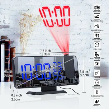 LED Digitālais Modinātājs Skatīties Galda Elektronisko Darbvirsmas Pulksteņi USB Pamosties FM Radio Laika Projektoru, Snaudas Funkcija 2 modinātājpulksteņi