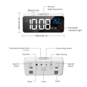 LED Digitālais Modinātājs Spilgtuma Regulēšana Inteliģentu Balss Vadības Temperatūras Displejs Elektroniskie Pulksteņi Mājas Apdare
