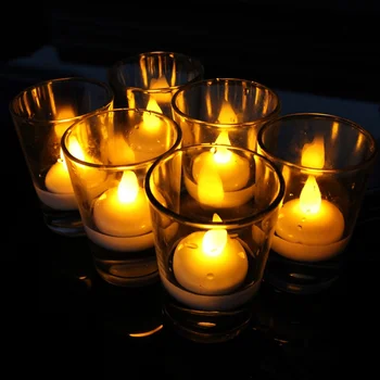 LED Elektroniskās Sveces, Tējas, Vaska valentīndienas Dekori Peldoša Svece Lampiņa iedegas, Kad Sapulces Ūdens Romantisku Kāzu 12pcs/kaste