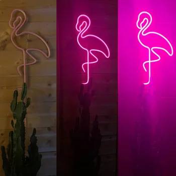Led Estētisko Gudrs Flamingo Neona Flex Gaismas Zīme Mājas Istabā Sienas Dekori Kawail Anime Guļamistaba Dekorēšana Sienas Āra Apgaismojums
