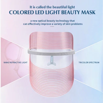 LED Gaismas Terapija Sejas Maska Fotonu Instrumentu, 3 Krāsas, Anti-Novecošanās Pinnes Rieva Noņemšanas Ādu Savilkt Skaistumkopšanas SPA Ārstēšanu HomeUse