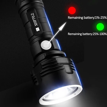 LED Gaismiņa XHP70.2 Super Jaudīgu USB Taktiskās Lāpu L2 Lampas Flash Uzlādējams 26650 Akumulatoru, Laternas, Kempings Un Zvejas