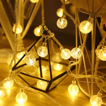 LED Garland String Gaismas Kristāla Bumbu Ziemassvētku Pasaku Apgaismojums Virknes, kas Āra Atpūtas Kāzu Ziemsvētki Puse Mājas Apdare