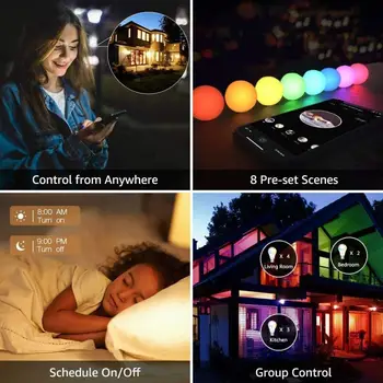 Led Lampa Smart Gaismas WiFi Apple Siri Kontroles RGB Enerģijas taupīšanas Dimming Multi-krāsu Smart Gaismas Spuldze E27/B22/E14 Ar Google Home