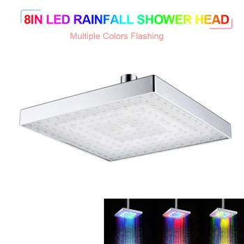 LED Lietus Dušas Galvas Kvadrātveida Dušas Smidzinātājs Automātiski RGB Krāsu Maiņa, Temperatūras Sensors Showerhead Vannas Daļas