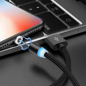 LED Magnētisko USB Kabeli, Ātra Uzlāde Magnēts Micro USB C Tipa Kabeli Sinhronizēt Datus, IPhone Kabelis