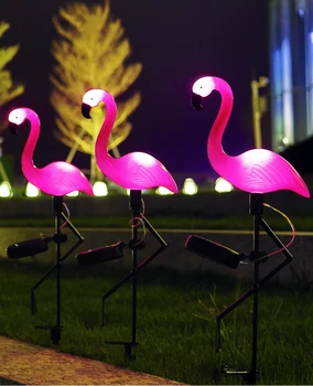 LED Putnu Lampas Flamingo Āra Saules Gaismas Ūdensnecaurlaidīga Saules Enerģijas, Dārzs, Žogs, Āra Dekoru
