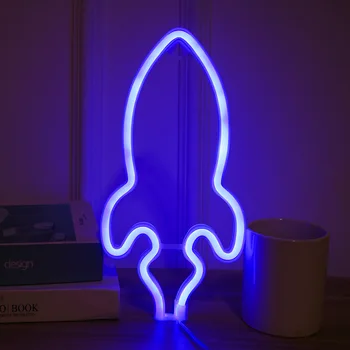 LED Raķešu Neona Gaismas Zīme Radošo Krāsains Nakts Gaisma Puse, Kāzas, Ziemassvētku Mājās Puses sienas Apdare Neona Lampas Dāvanas