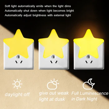 LED Sensora Kontroles Nakts Gaisma Mini Star Formas LED Nakts Gaisma