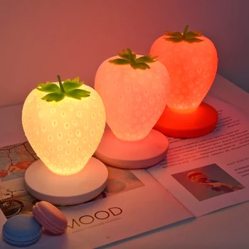 LED Zemeņu Nakts Gaisma Touch USB Galda Lampa Guļamistabas Gultas Gaismas Bērniem Darbvirsmas LED Gaismas Atmosfēru Mājās Apdare