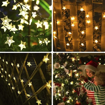 LED Zvaigzne Saules Dārza String Gaismas Solar Powered Āra Lampas Ūdensizturīgs, dekoratīvs, Terases Pagalmā Koks Ziemassvētki Kāzu Puse