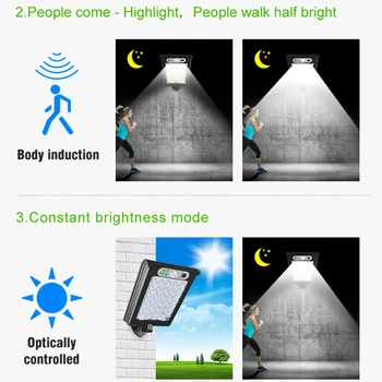 LED Āra Saules Sienas Gaismas Ūdensizturīgs Kustības Sensors COB Lampas Ielu Apgaismojums PIR Kustības Sensoru Spēcīgs Saules Lampas