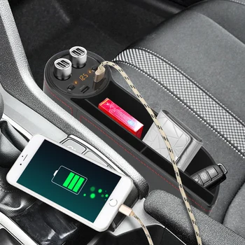 LEEPEE Auto Sēdekļa Sānu Spraugas Kabatas Sēdekļa Aiza Nepilnības Uzglabāšanas Kaste Auto Piederumi Auto Organizators USB Lādētāju piepīpētāja