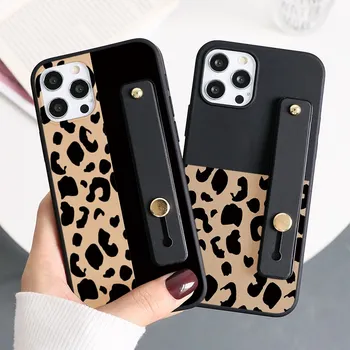Leopards Drukāt Rokas Siksniņas Telefonu Gadījumos iPhone SE 2020. gadam 7 8 11 12 Pro XS Max X XR Mini 6 6S Plus 5 5S SE Aproce Fundas Capas