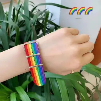 Lesbiešu Praidu Rotaslietas Varavīksnes Aproce Neilona Skatīties Joslas LGBT Praida Rokassprādze Regulējama Aproce Vīriešiem, Sievietēm Dāvanas