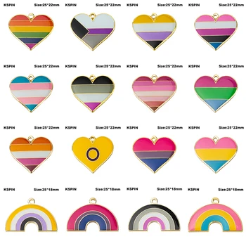 LGBT Varavīksnes Biseksuāļu Transpersonu Aseksuāli Nonbinary Pansexual Lepnums Atslēgu Gredzens Daļas Pandant par Rokassprādzi vai Kaklarotu