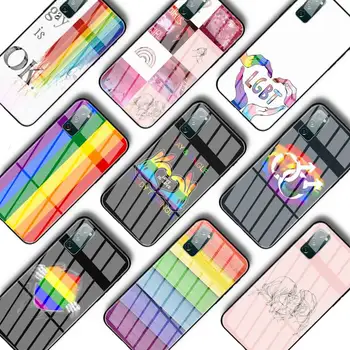 LGBT Varavīksnes Geju Lesbiešu Praids MĀKSLAS Telefonu Gadījumā Luksusa Stikla Vāks Samsung S10 S20 S9 S21 Plus Ultra, Ņemiet vērā, 9 10 20 Coque