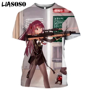 LIASOSO 3D Drukas Sievietes Vīrieši Anime Meitene Frontes Tshirt Vasaras T-krekls Hip Hop Pulovers Harajuku Gadījuma Īsām Piedurknēm Topi Smieklīgi