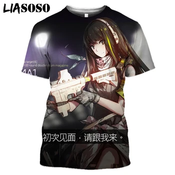 LIASOSO 3D Drukas Sievietes Vīrieši Anime Meitene Frontes Tshirt Vasaras T-krekls Hip Hop Pulovers Harajuku Gadījuma Īsām Piedurknēm Topi Smieklīgi