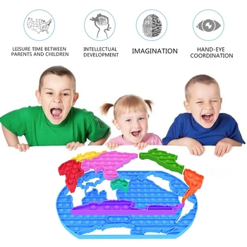 Liels izmērs 30 cm pasaules kartē pieaugušo bērnu izglītojošās rotaļlietas maņu rotaļlietas push Bobit bubble spinner vienkārši dimple pirkstu rotaļlietas
