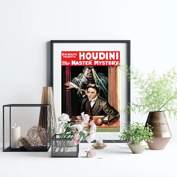 Lielākais Burvis Harry Houdini Vintage Plakāti, Kapteinis Noslēpums Kino Filmu Mākslas Izdrukas, Escapology Veikt Audekla Apgleznošana