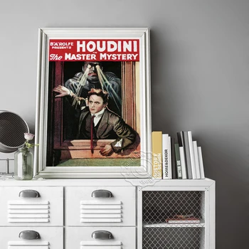 Lielākais Burvis Harry Houdini Vintage Plakāti, Kapteinis Noslēpums Kino Filmu Mākslas Izdrukas, Escapology Veikt Audekla Apgleznošana